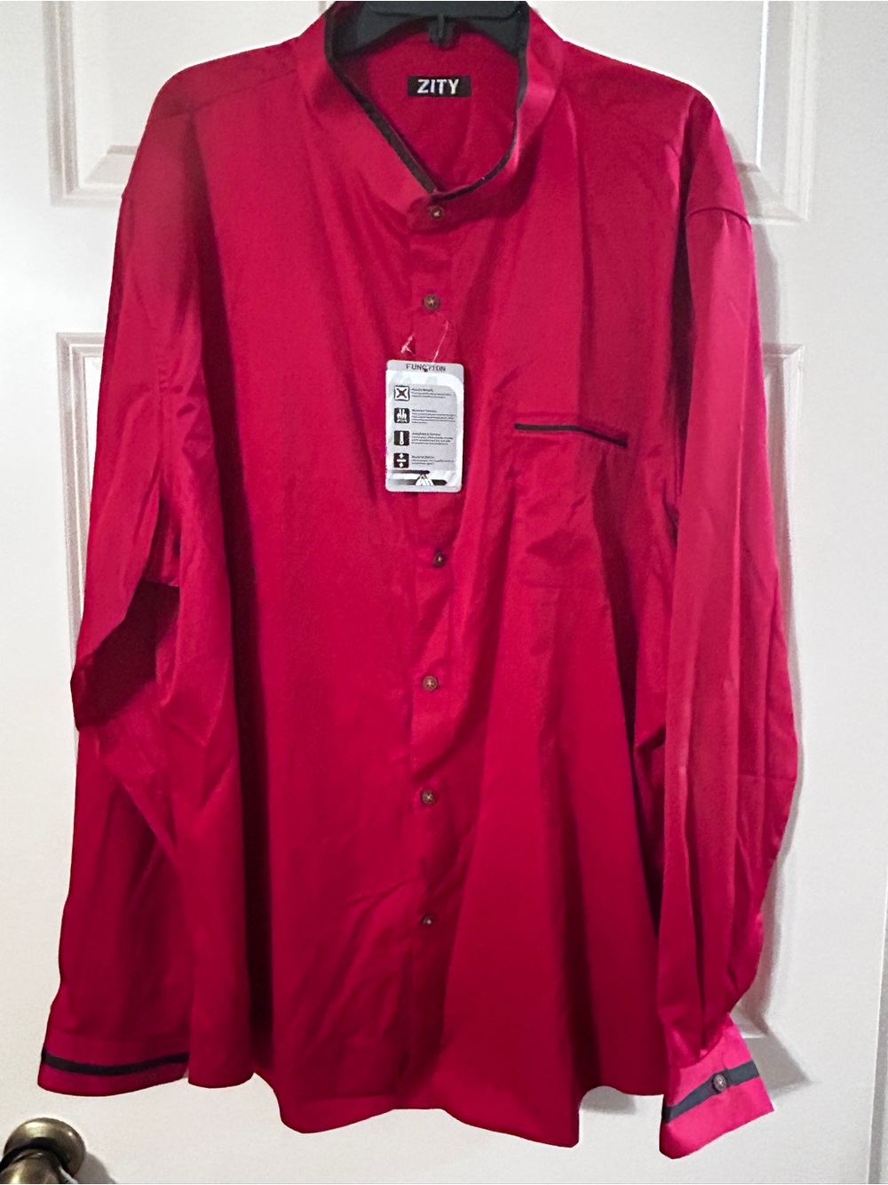 Men’s Red Mandarin Collar Dress Shirt
